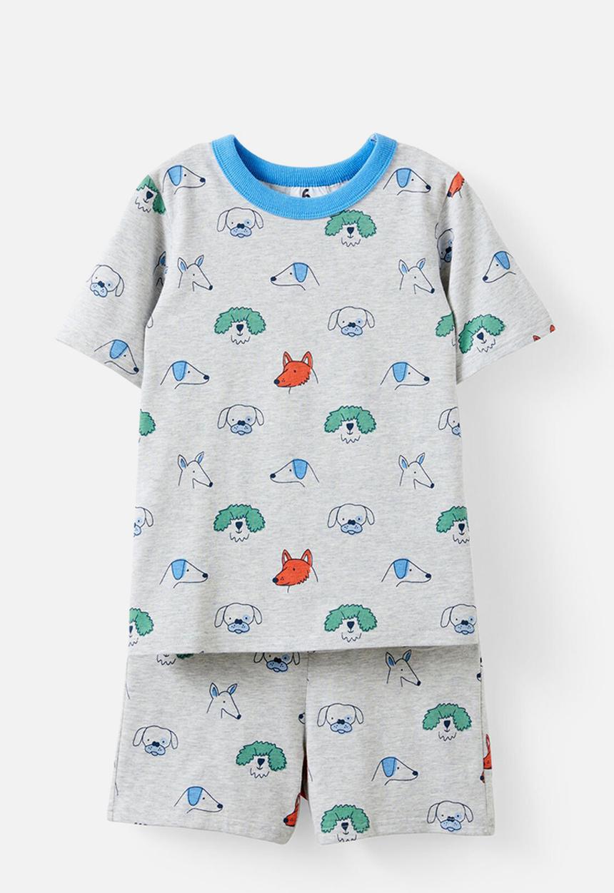 Cotton On - Jordan short sleeve pyjama set - cloud marle/doggies