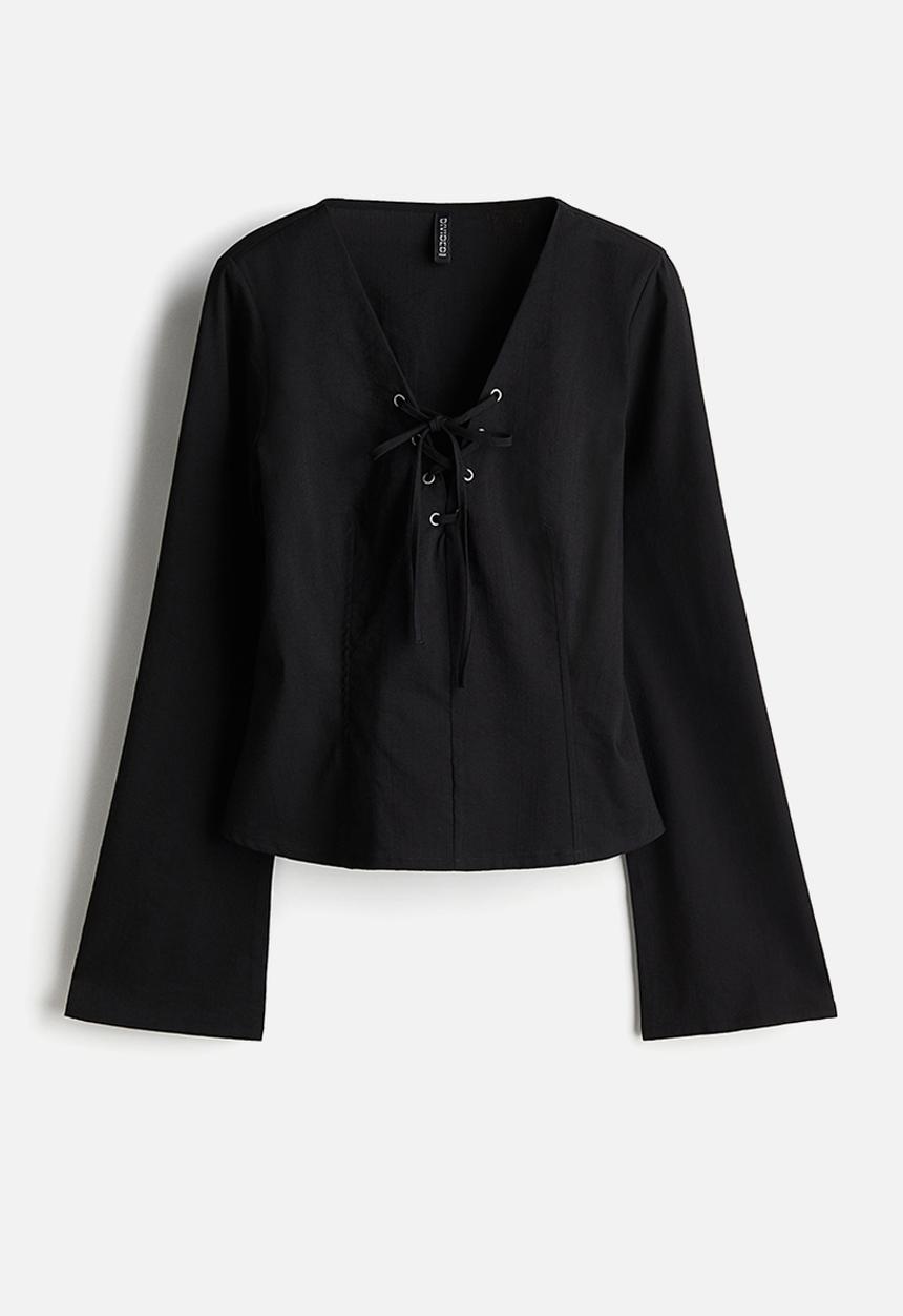 H&M - Lacing-detail top - black