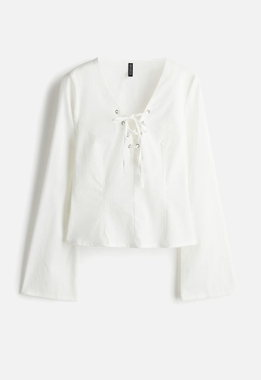 H&M - Lacing-detail top - cream 
