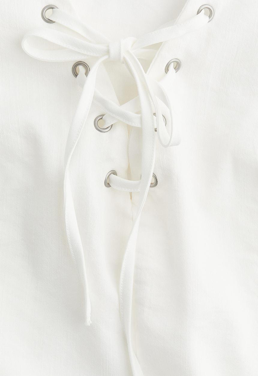 H&M - Lacing-detail top - cream 
