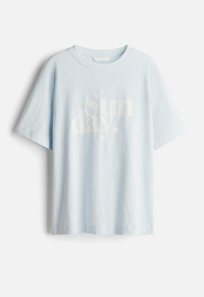H&M - Printed t-shirt - light blue sunday