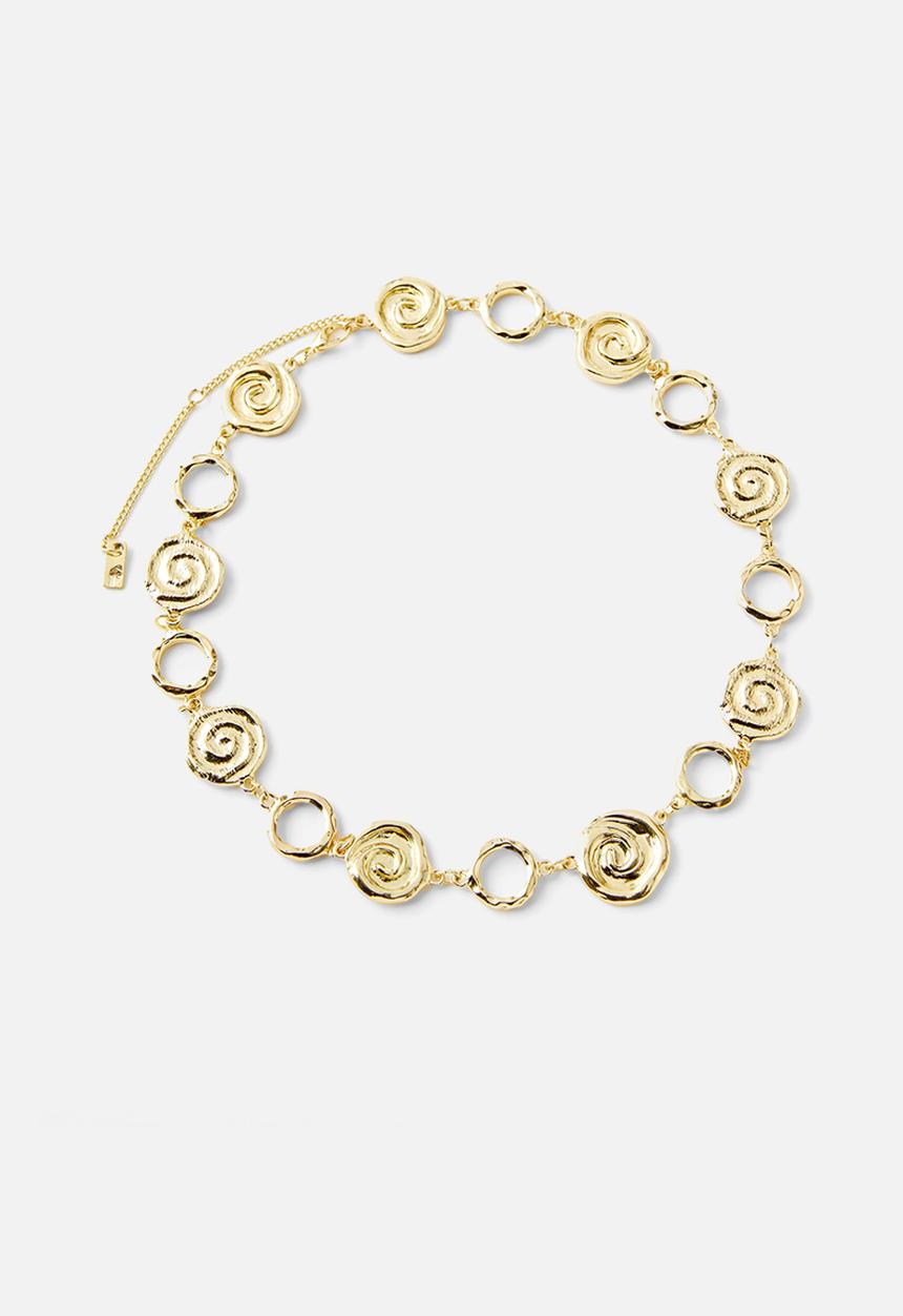 Rubi - Mid chain necklace- up gold swirl
