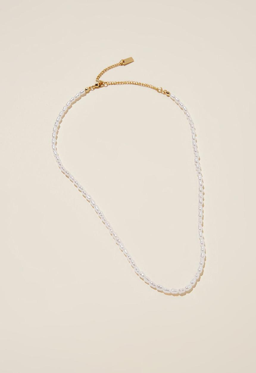 Rubi - Beaded necklace- gold plated pearl