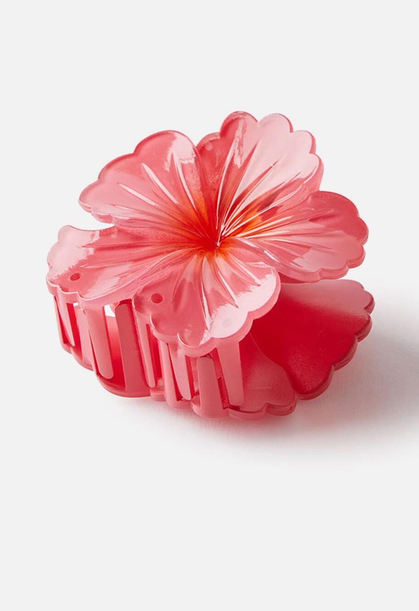 Rubi - Lily hair claw- coral hibiscus