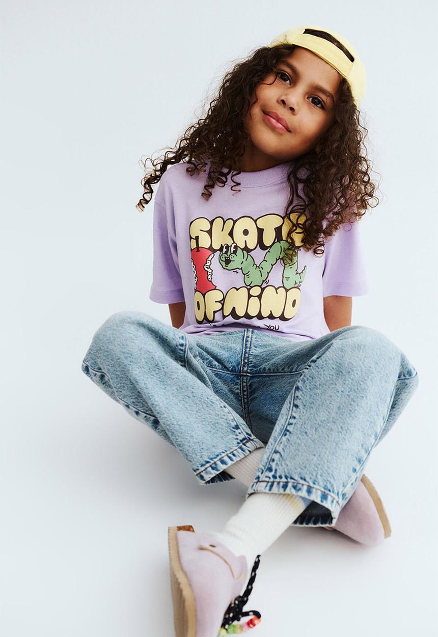 Cotton On - Poppy oversize graphic print tee - vintage lilac/skate of mind