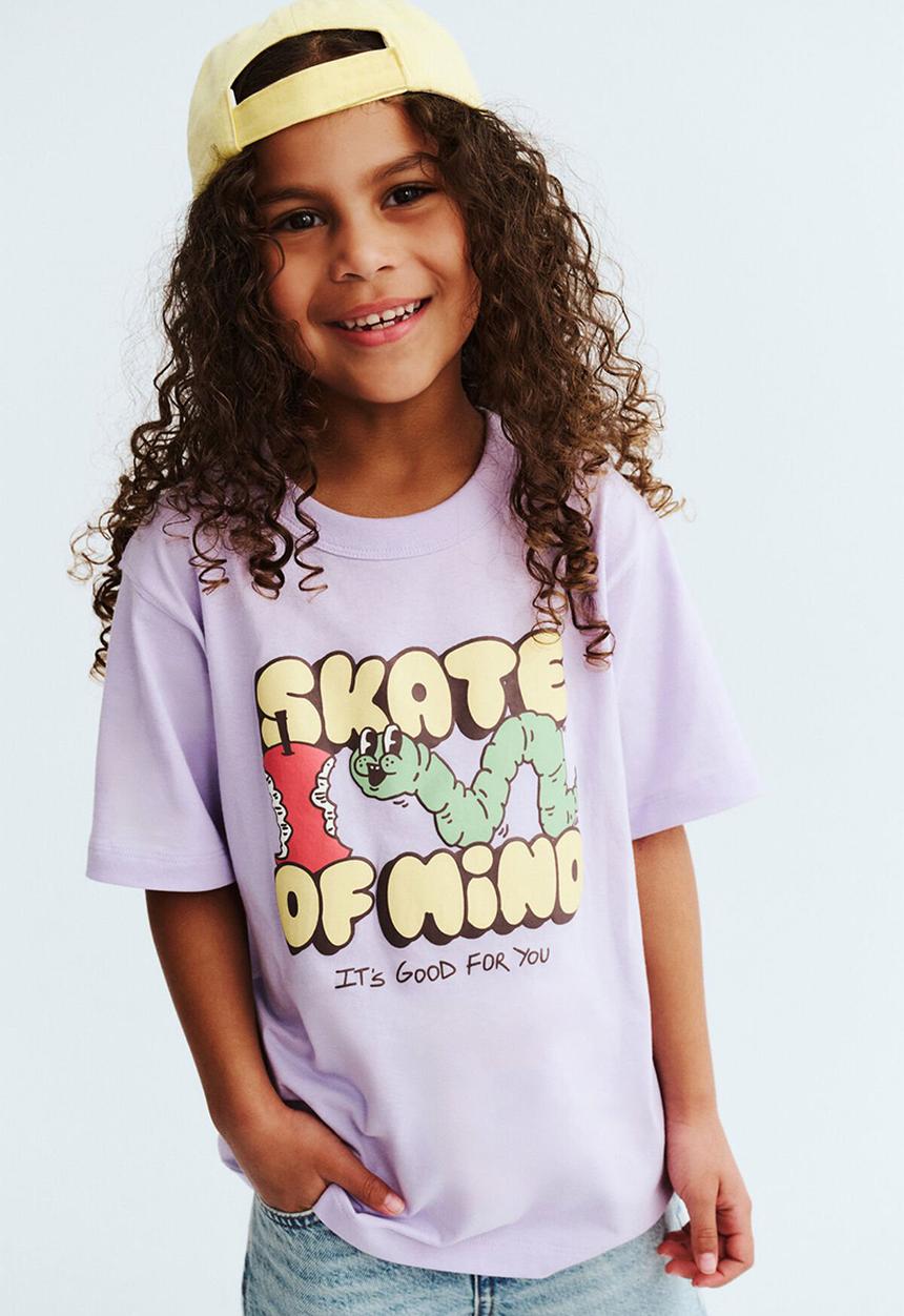 Cotton On - Poppy oversize graphic print tee - vintage lilac/skate of mind