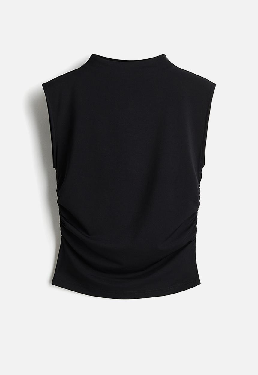 H&M - Draped turtleneck top - black