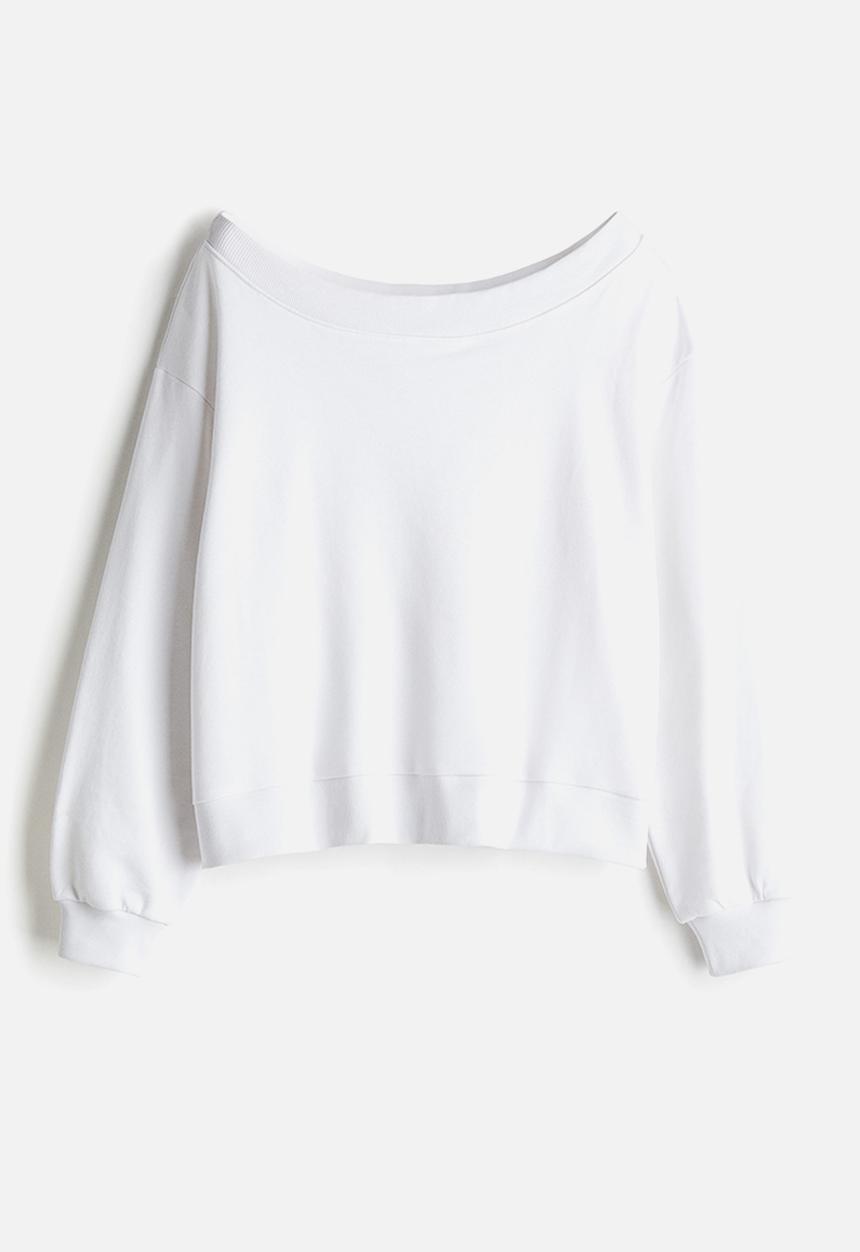 H&M - Off-the-shoulder sweatshirt - white