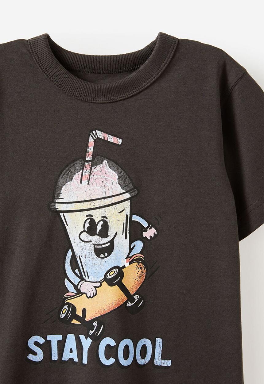Cotton On - Poppy oversize graphic print tee - phantom/skater slushie