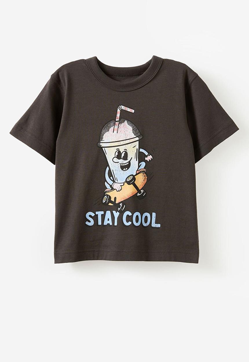 Cotton On - Poppy oversize graphic print tee - phantom/skater slushie