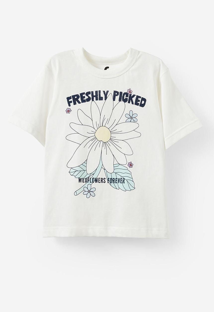 Cotton On - Poppy oversize graphic print tee - vanilla/freshly picked