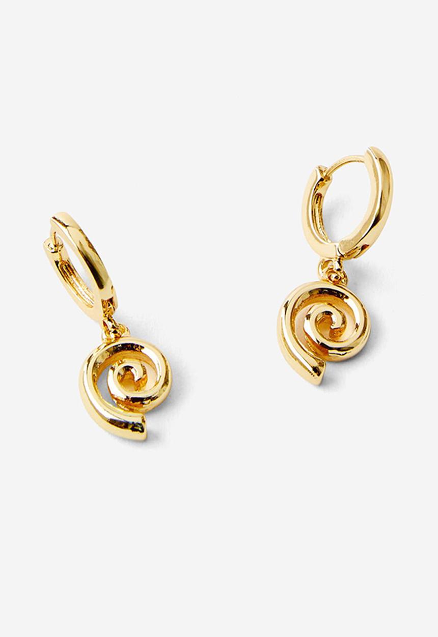 Rubi - Huggie hoop earring- gold plated textured swirl