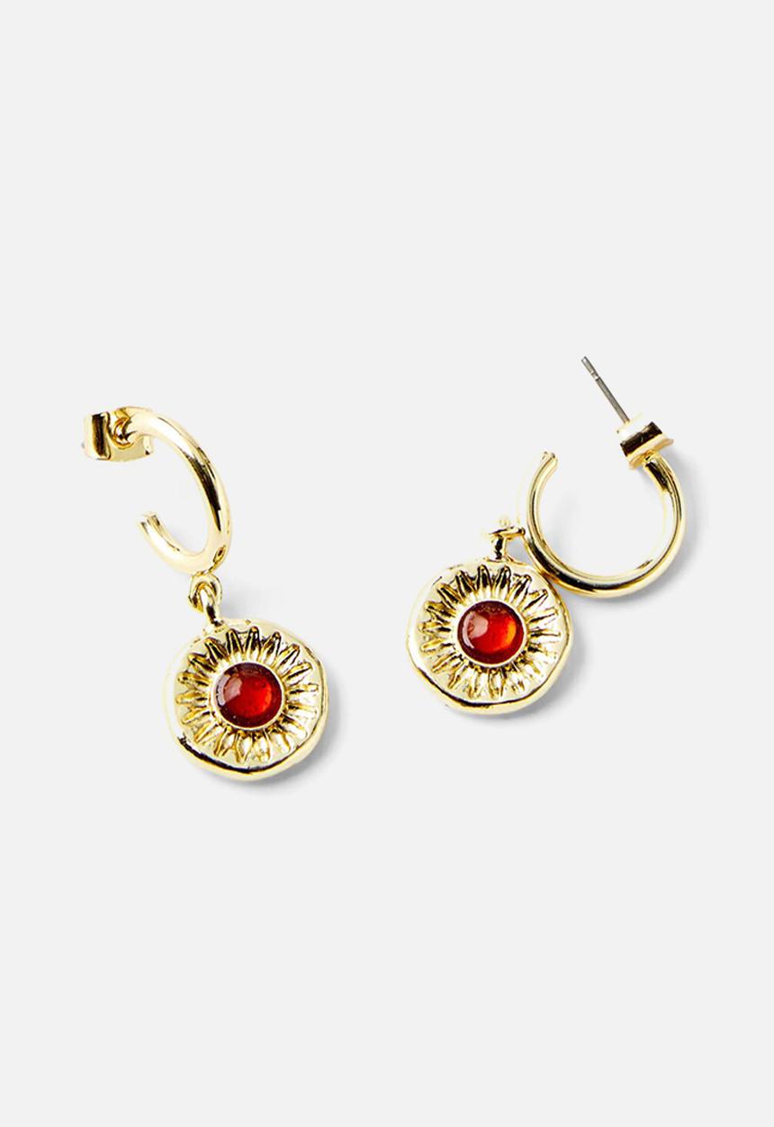 Rubi - Huggie hoop earring- gold plated astro sun