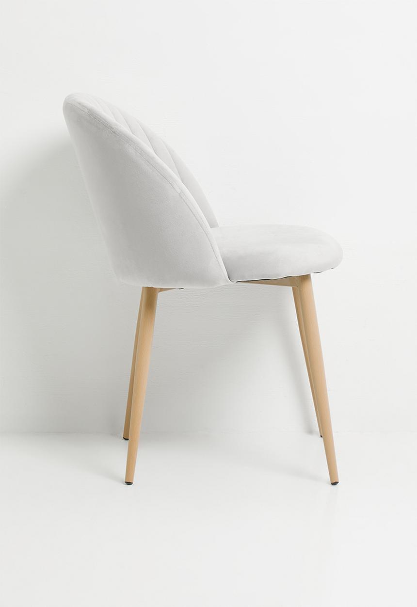 Sixth Floor - Pluto Velvet Dining Chair Set Of 2 - Grey With Natural Legs