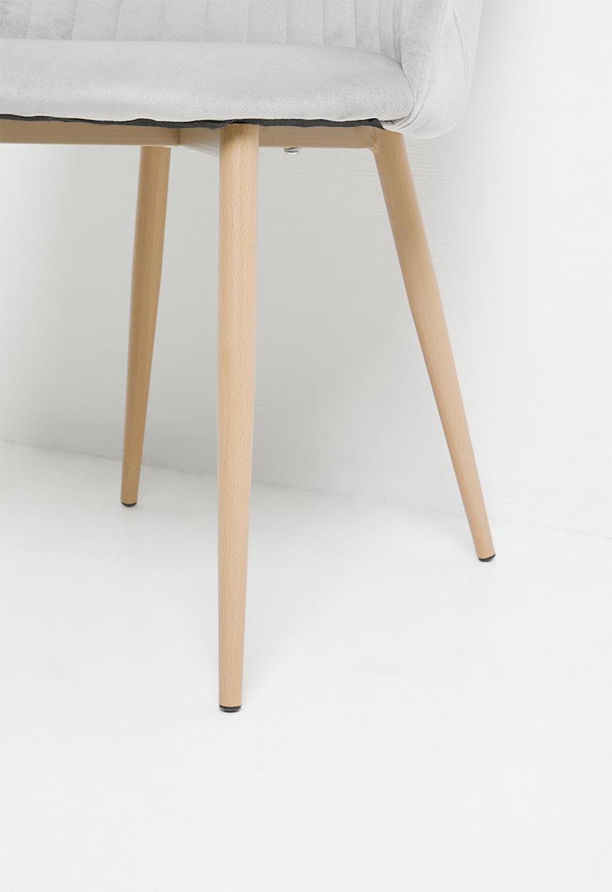 Sixth Floor - Pluto Velvet Dining Chair Set Of 2 - Grey With Natural Legs