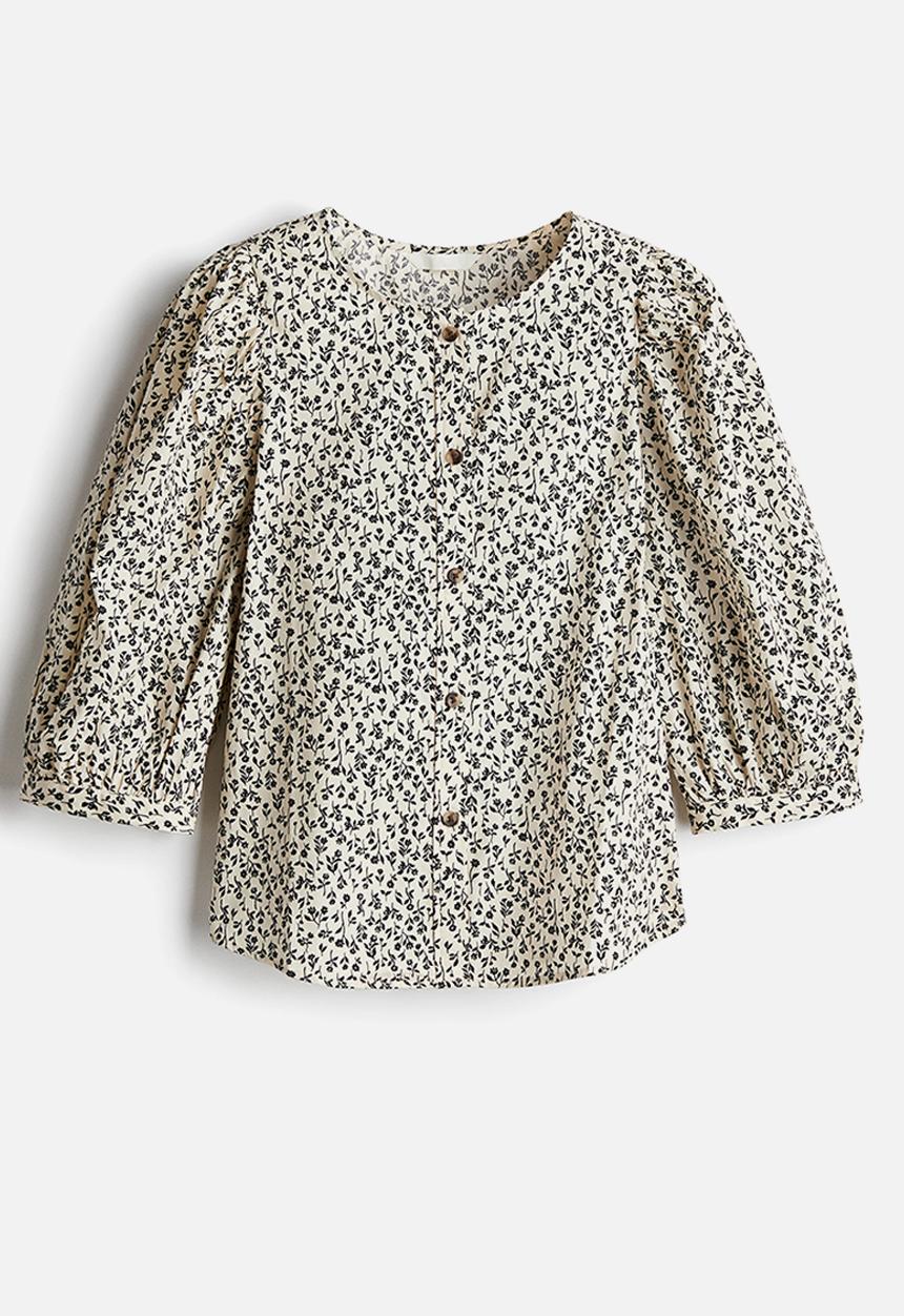 H&M - Poplin blouse - light beige & floral