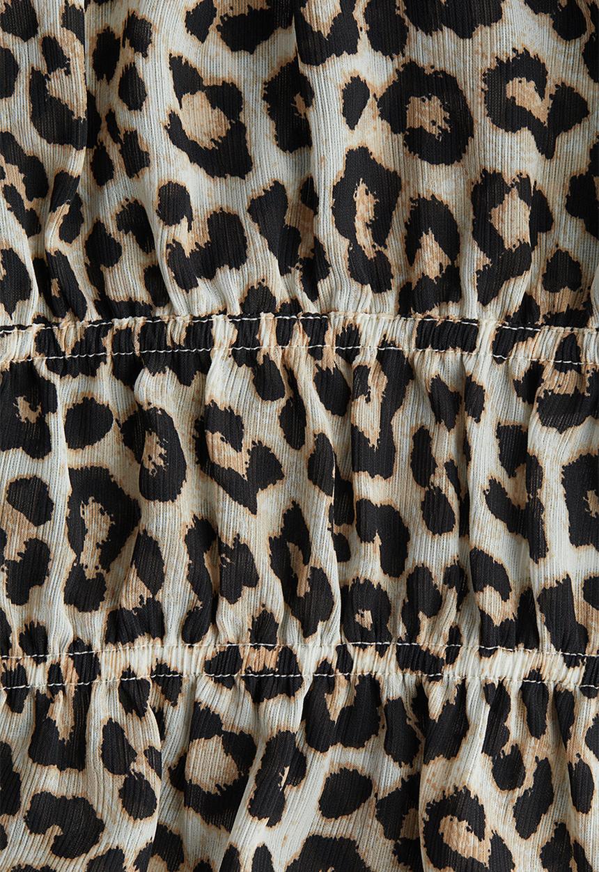 H&M - Crinkled blouse - white & leopard print 