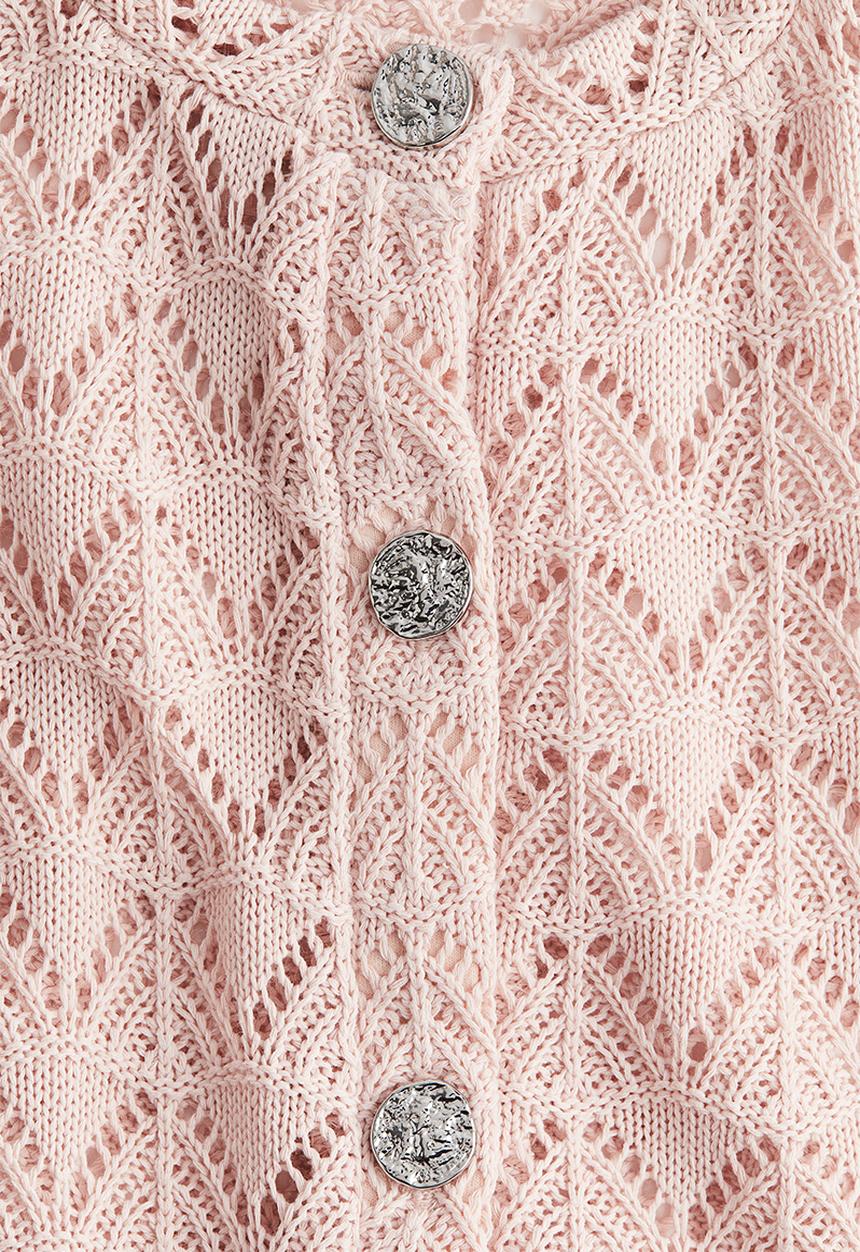 H&M - Pointelle-knit cardigan - light dusty pink