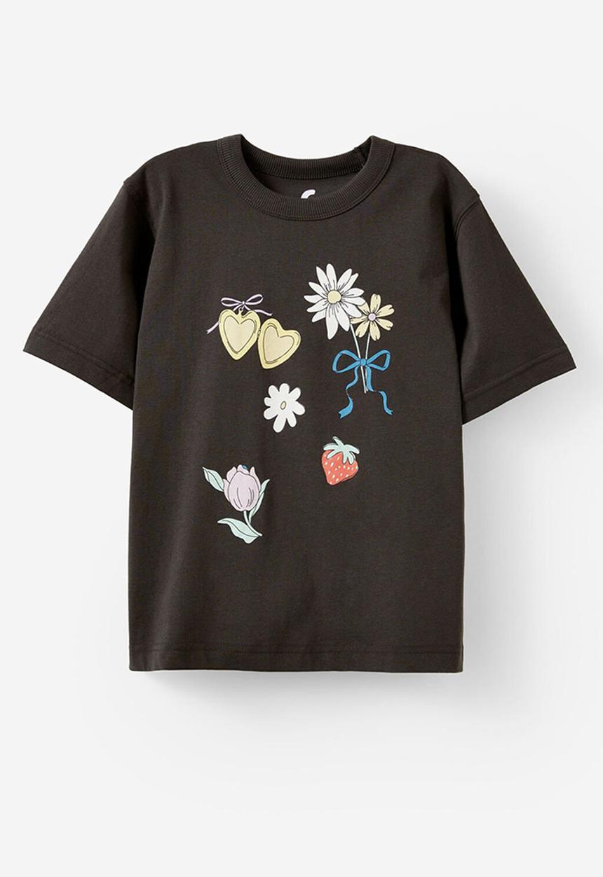Cotton On - Poppy oversize graphic print tee - phantom/locket daisy