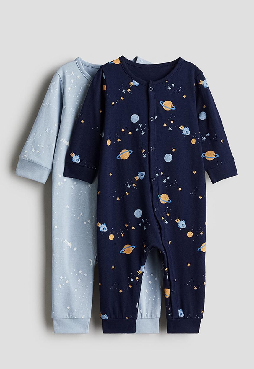 H&M - 2-Pack patterned cotton pyjamas - blue space