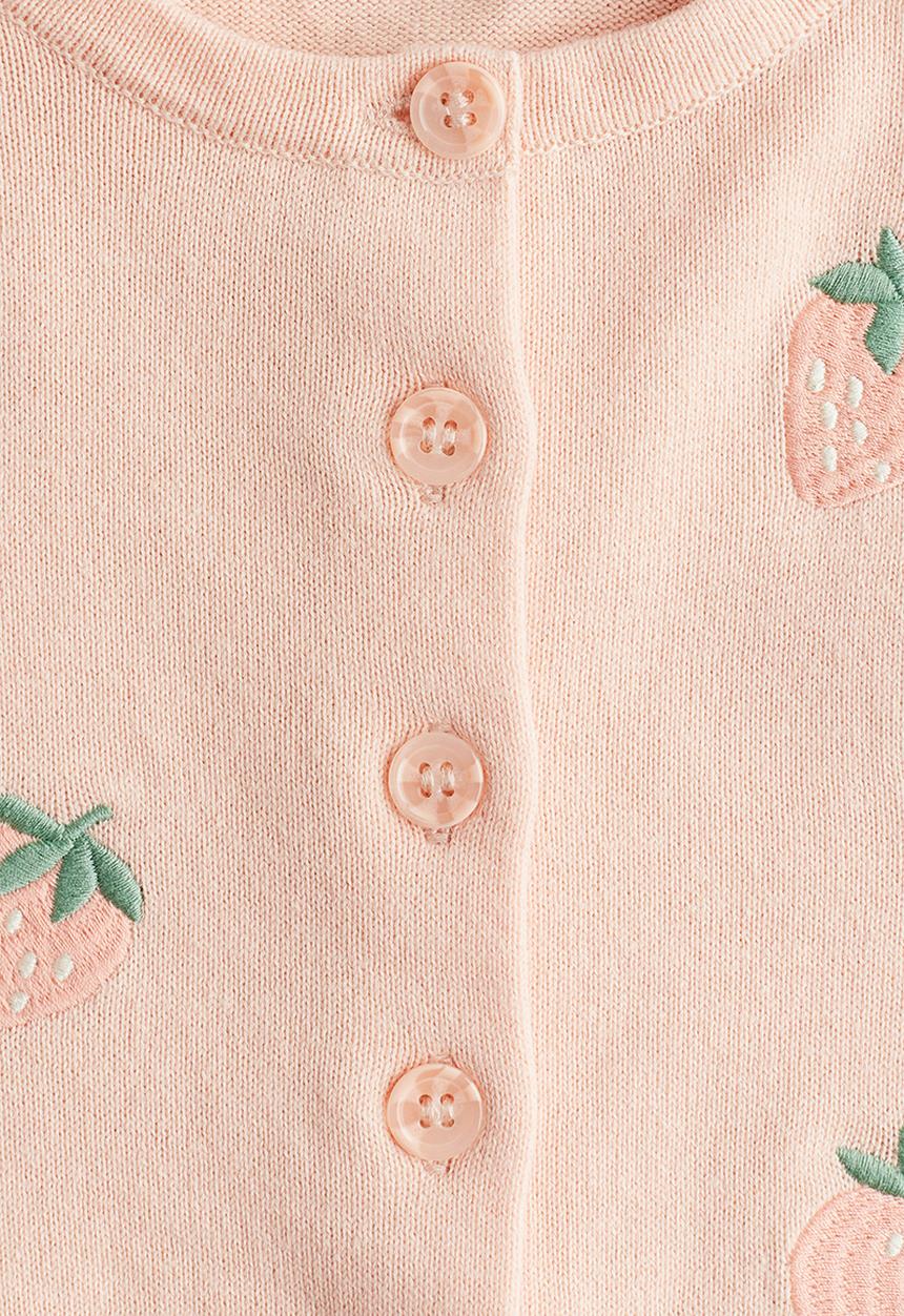 H&M - Cotton cardigan - light peach pink & strawberries