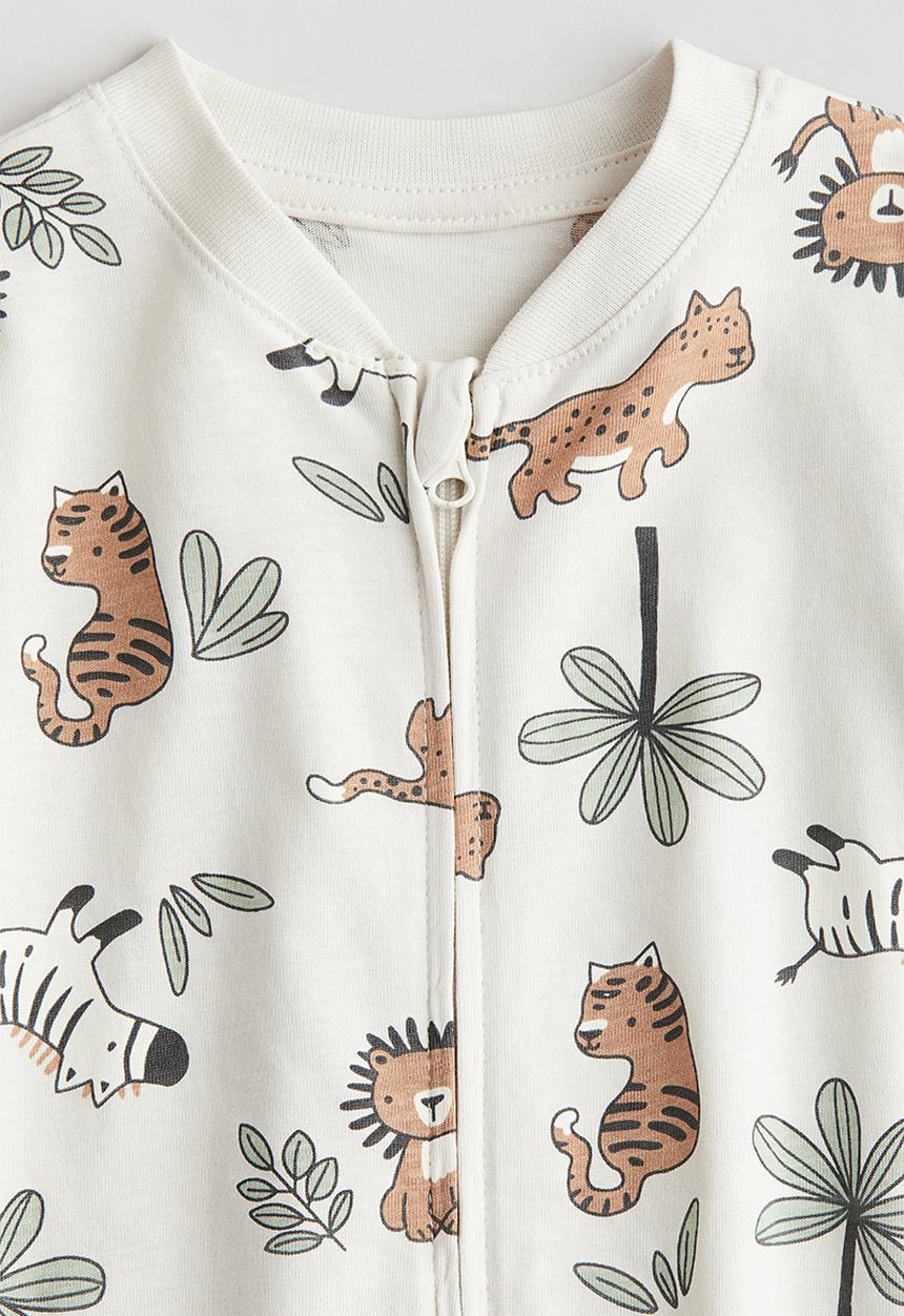 H&M - Patterned sleepsuit - light beige animals