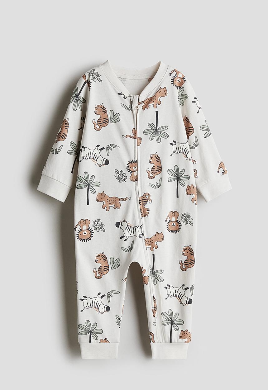H&M - Patterned sleepsuit - light beige animals