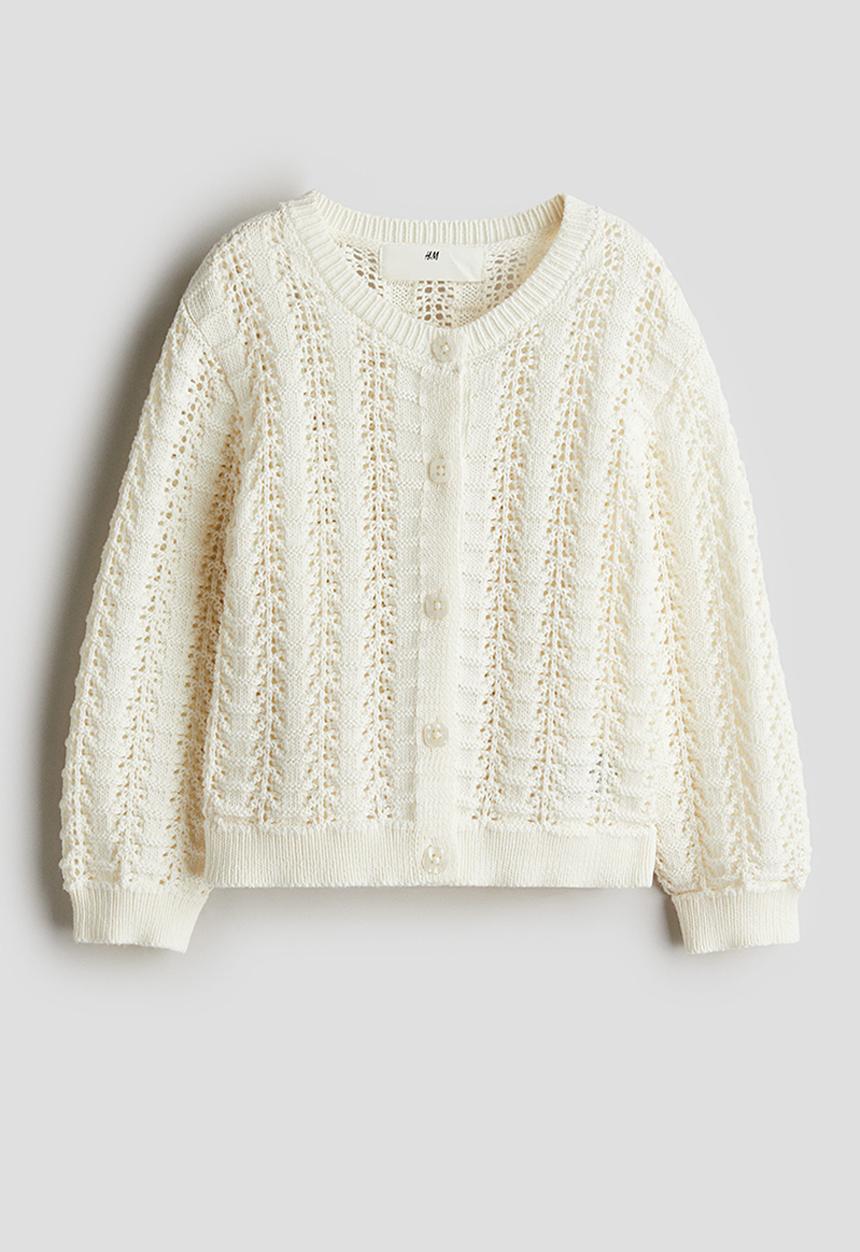 H&M - Pointelle-knit cardigan - cream