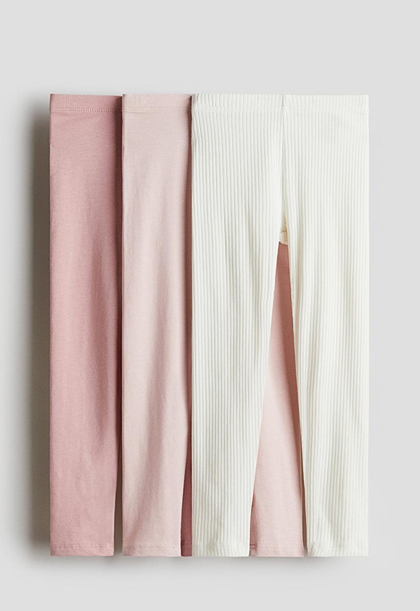 H&M - 3-Pack jersey leggings - pink & white