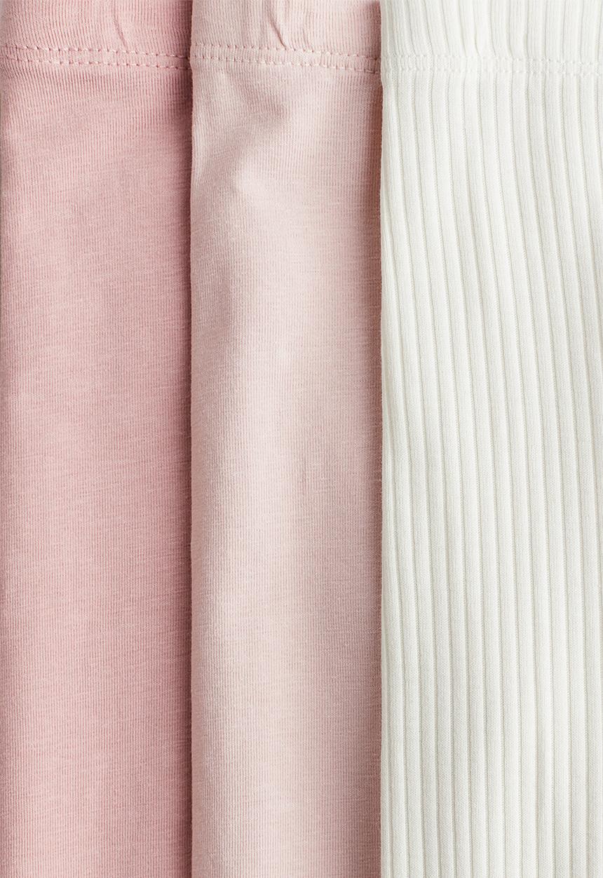 H&M - 3-Pack jersey leggings - pink & white