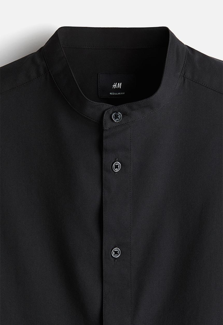 H&M - Regular fit grandad shirt - black