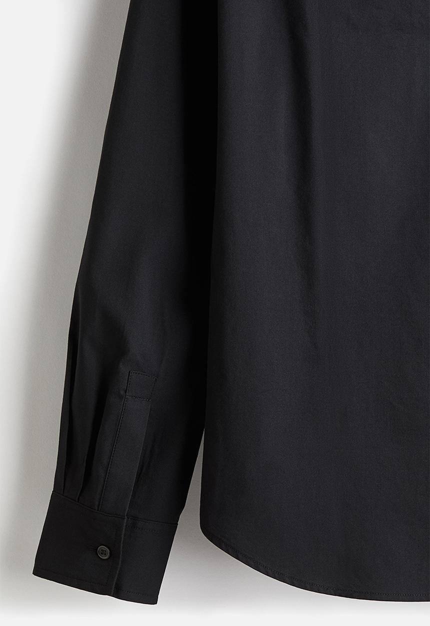 H&M - Regular fit grandad shirt - black