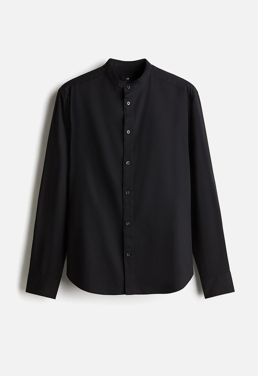 H&M - Regular fit grandad shirt - black