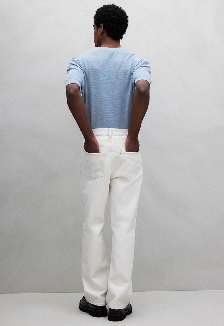 H&M - Regular fit hole-knit t-shirt - light blue