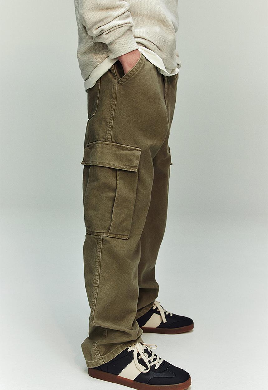 H&M - Canvas cargo trousers - khaki green
