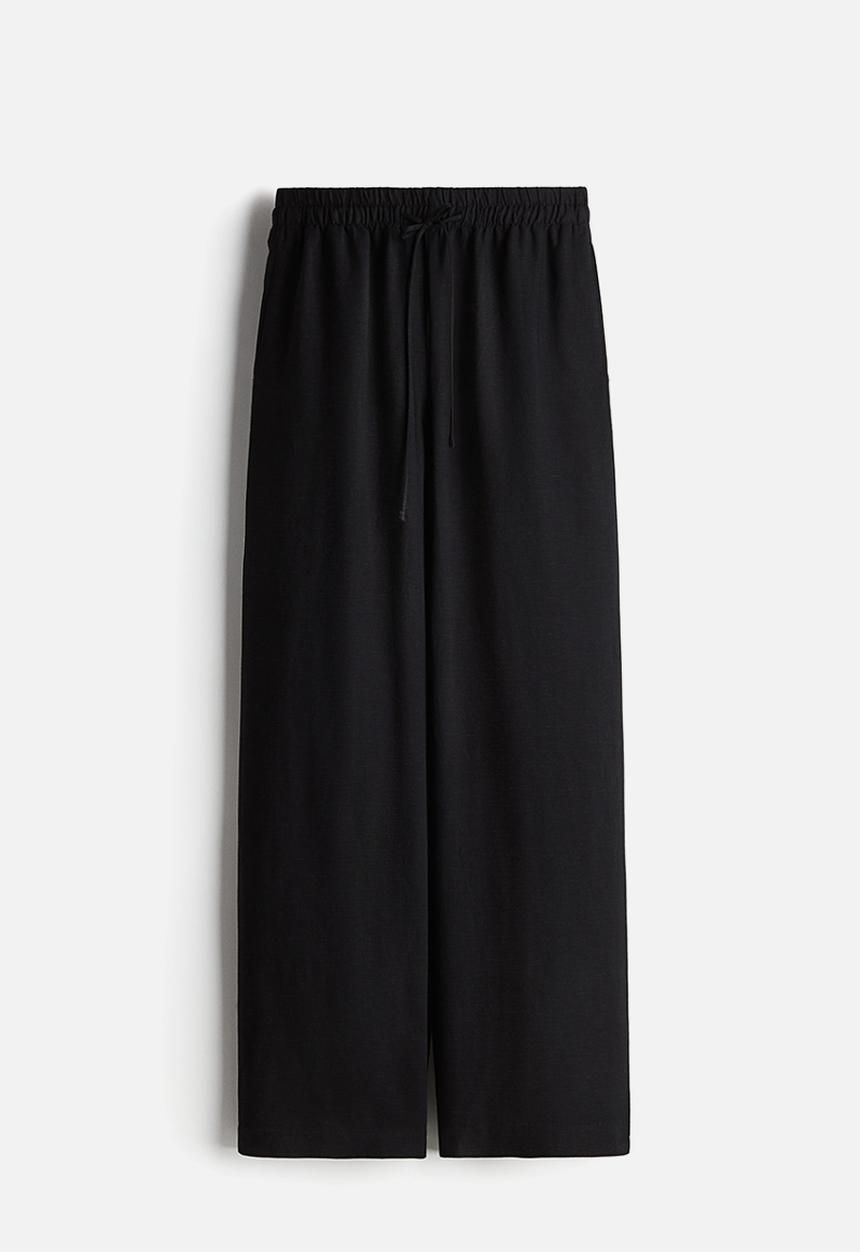 H&M - Linen-blend trousers - black