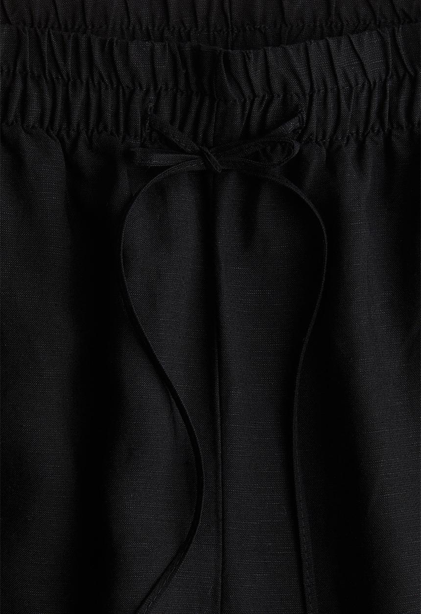 H&M - Linen-blend trousers - black
