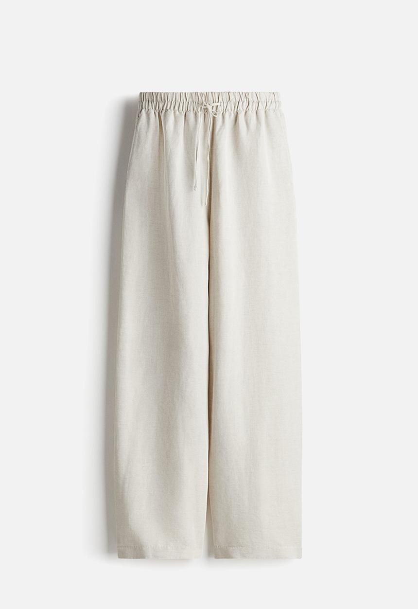 H&M - Linen-blend trousers - light  beige
