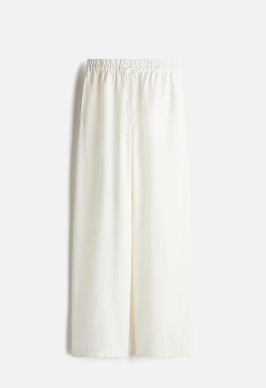 H&M - Linen-blend trousers - cream white