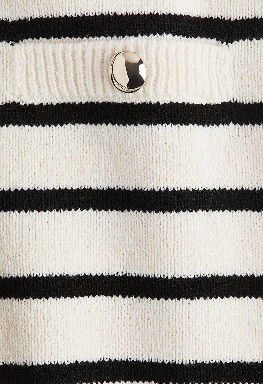 H&M - Knitted mini shorts - cream & black striped