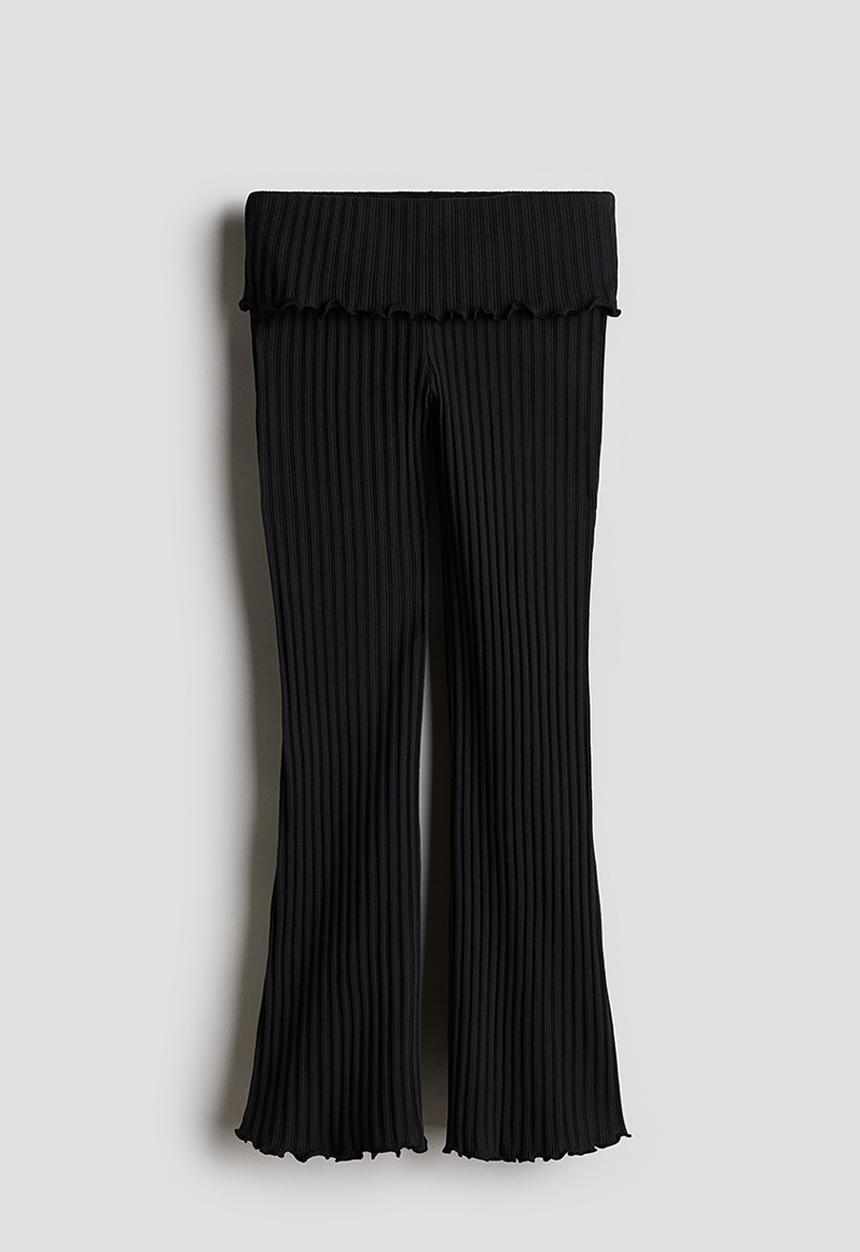 H&M - Flared jersey trousers - black