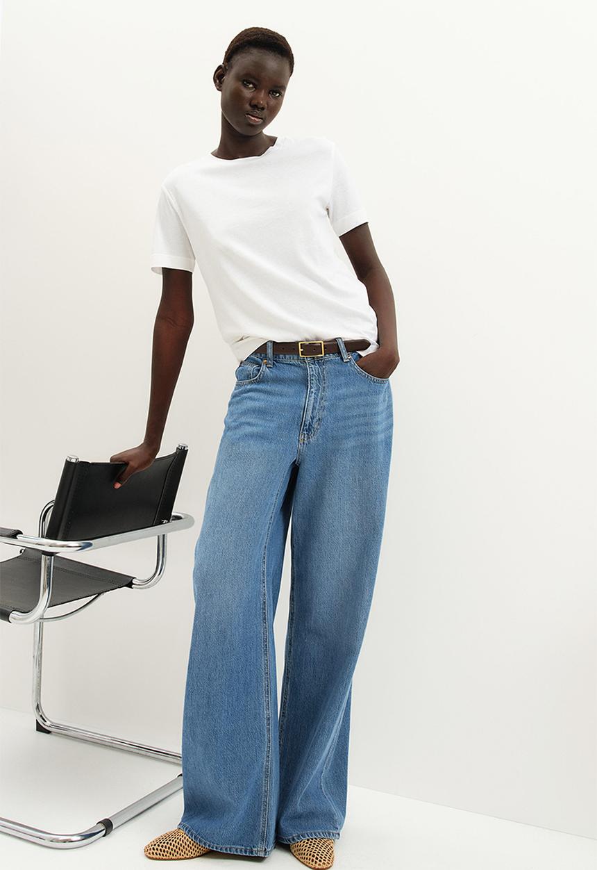 H&M - Wide high jeans - light denim blue