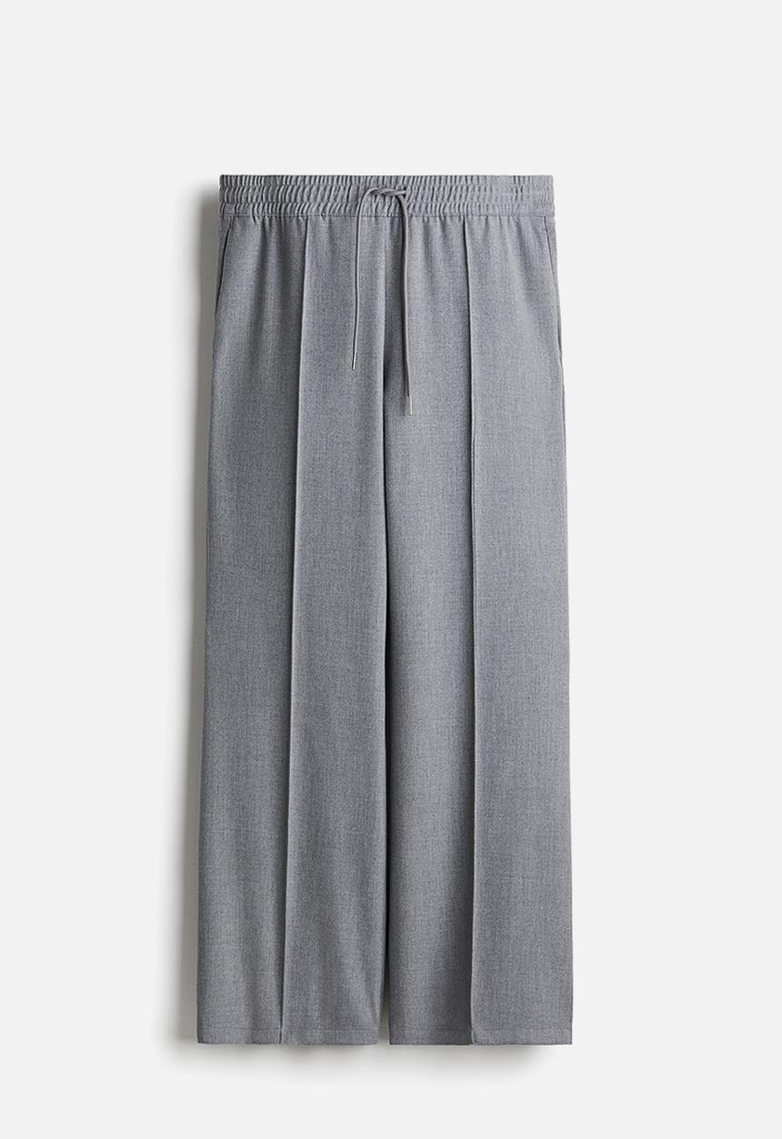 H&M - Crease-leg drawstring trousers - grey marl