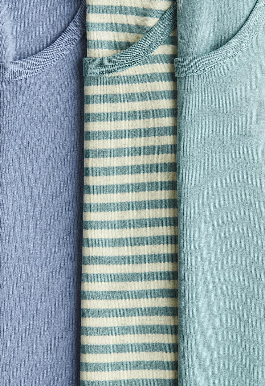 H&M - 3-Pack cotton vest tops - turquoise & blue