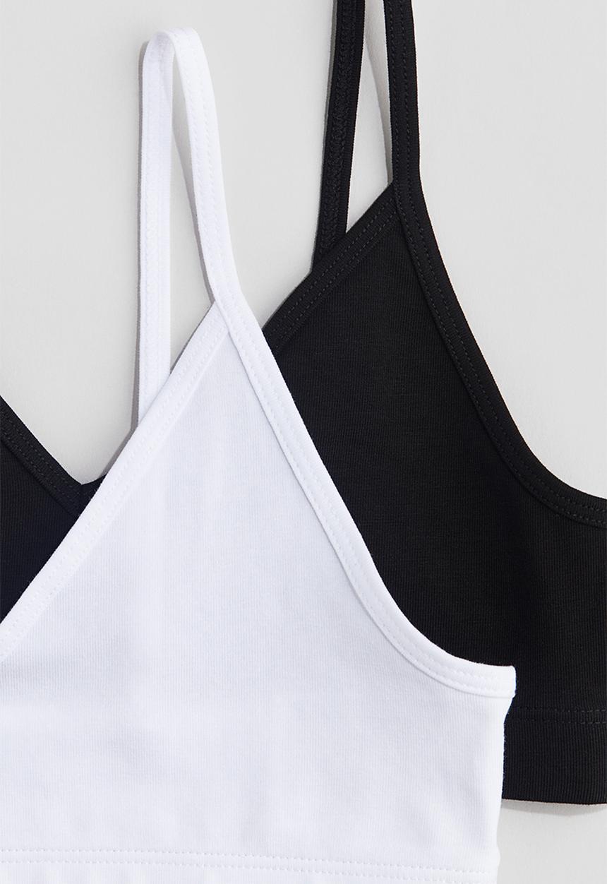 H&M - 2-Pack v-neck crop tops - black & white