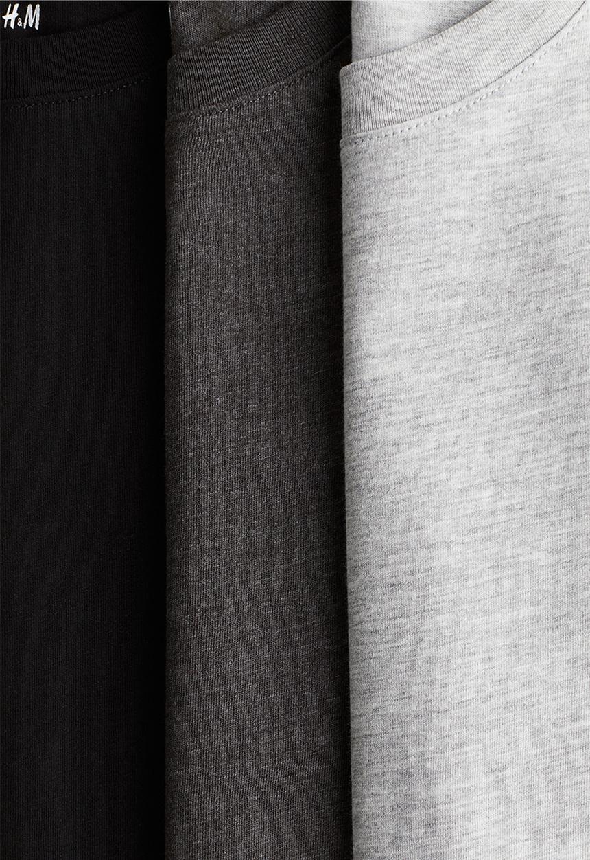 H&M - 3-Pack t-shirts - grey & black