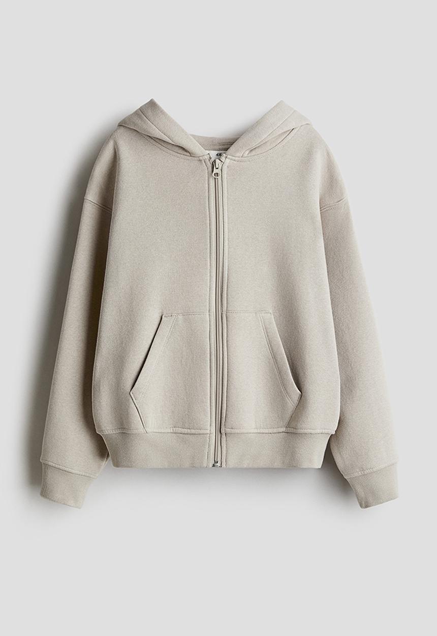 H&M - Zip-through hoodie - light beige