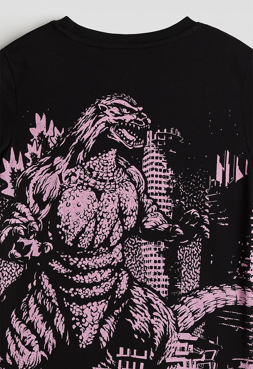 H&M - Printed t-shirt - black godzilla