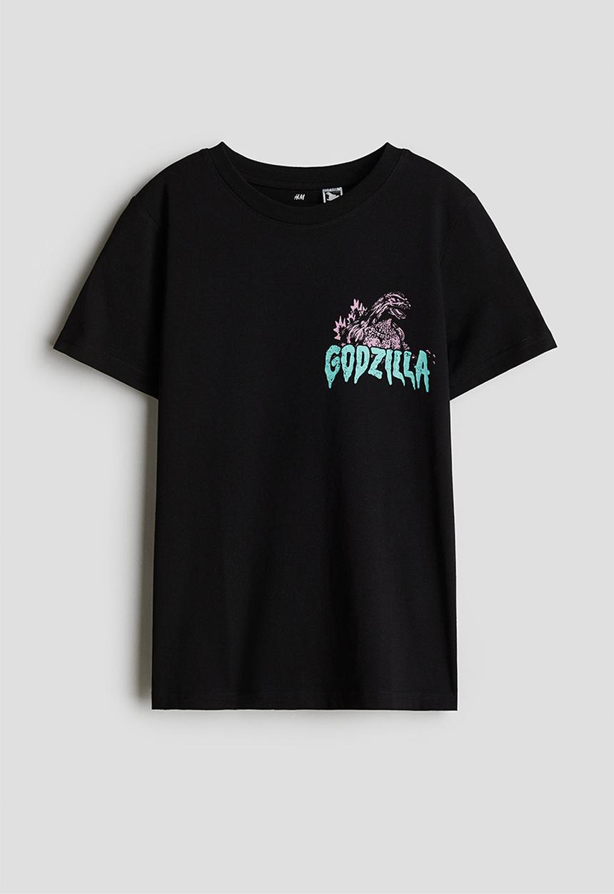H&M - Printed t-shirt - black godzilla