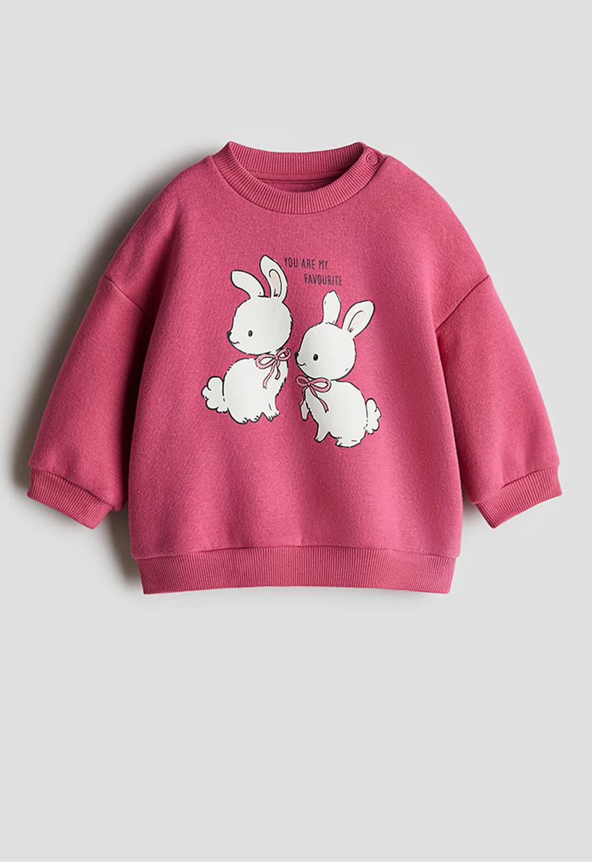 H&M - Printed sweatshirt - dark pink bunnies